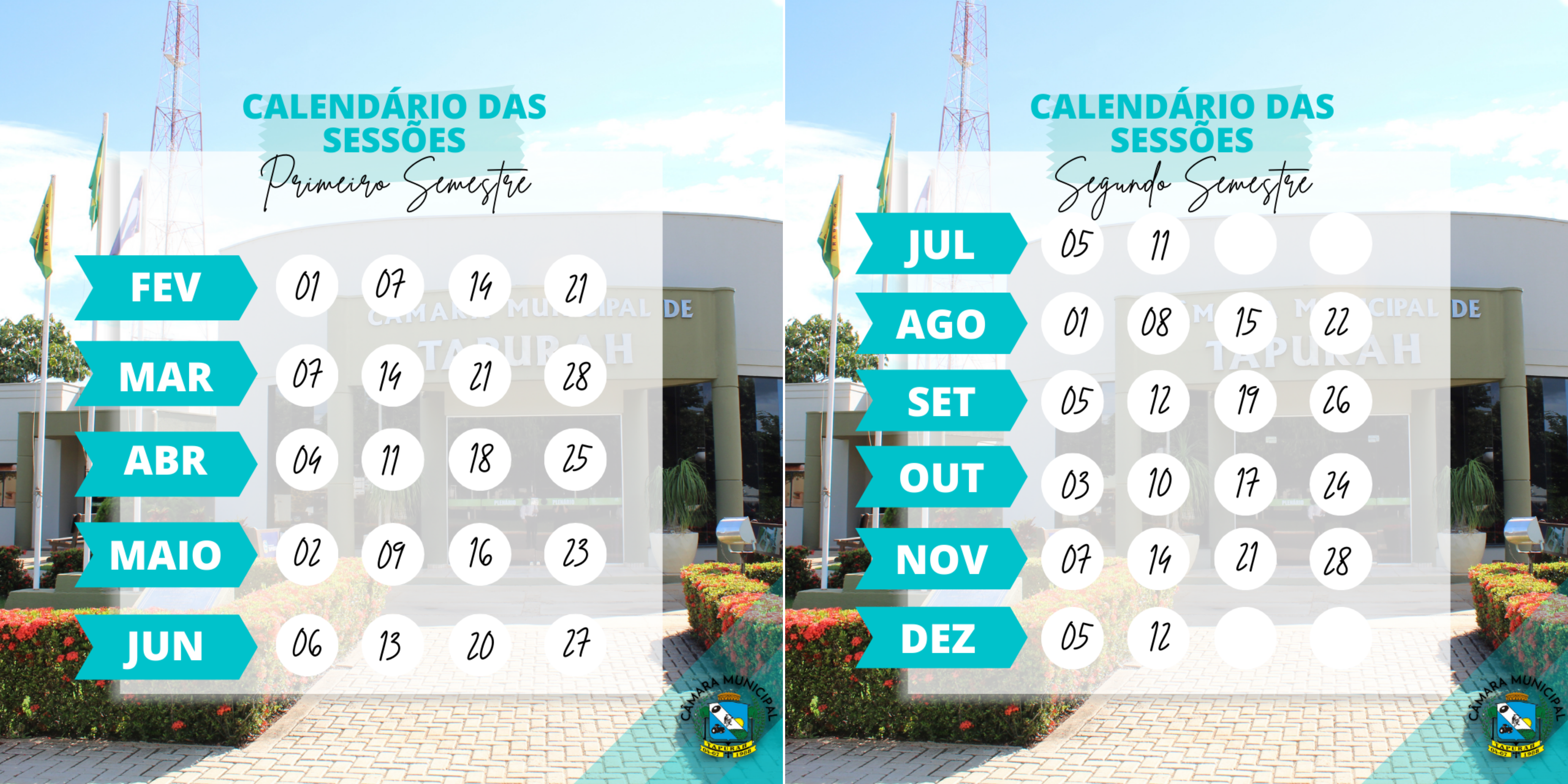 CALENDÁRIO DE SESSÕES ORDINÁRIAS DO ANO DE 2022